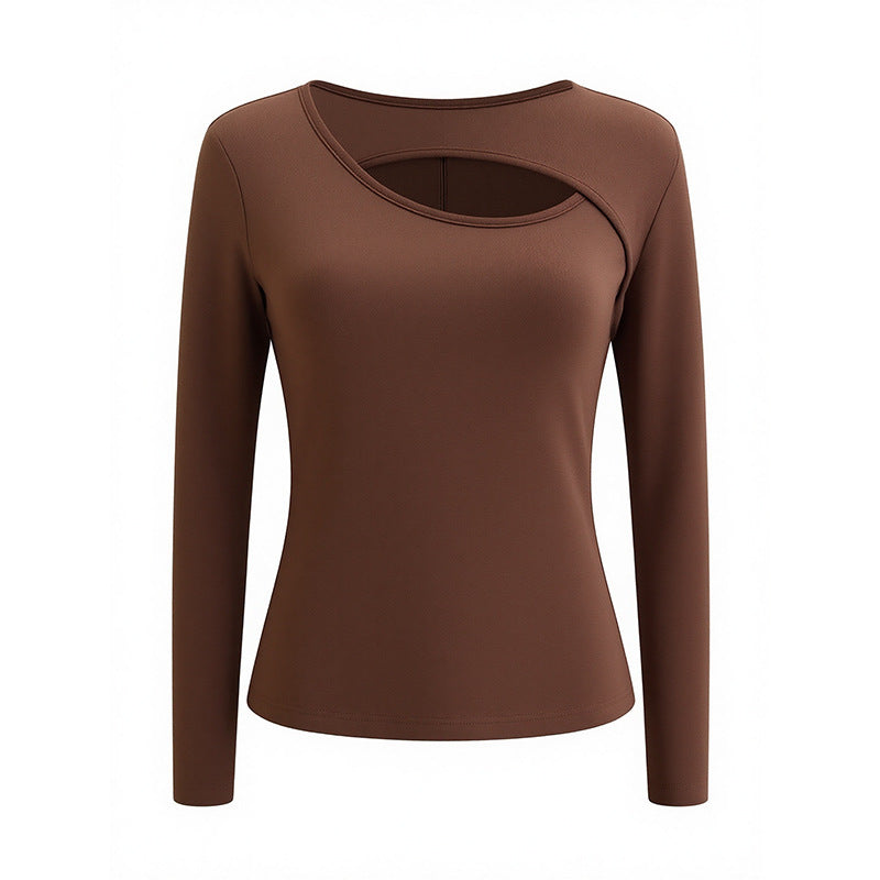 Women's Hollow Out Round Neck Long Sleeve Top