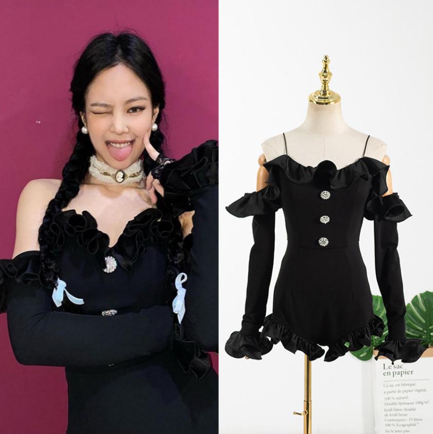 Ruffled shoulder jumpsuit