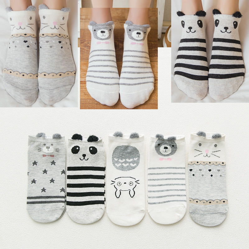 Women's comfortable three-dimensional ear boat socks