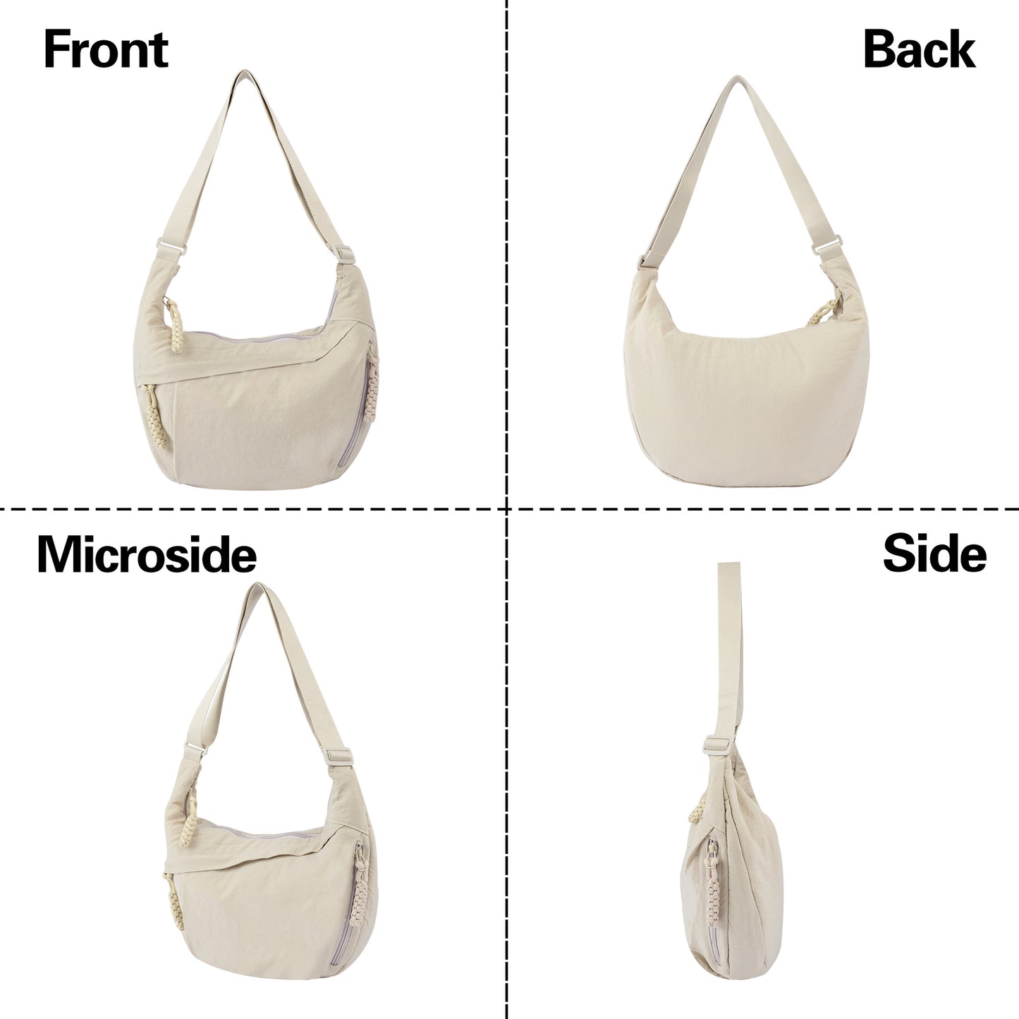 Womens Simple High-Capacity Nylon Crossbody Bag