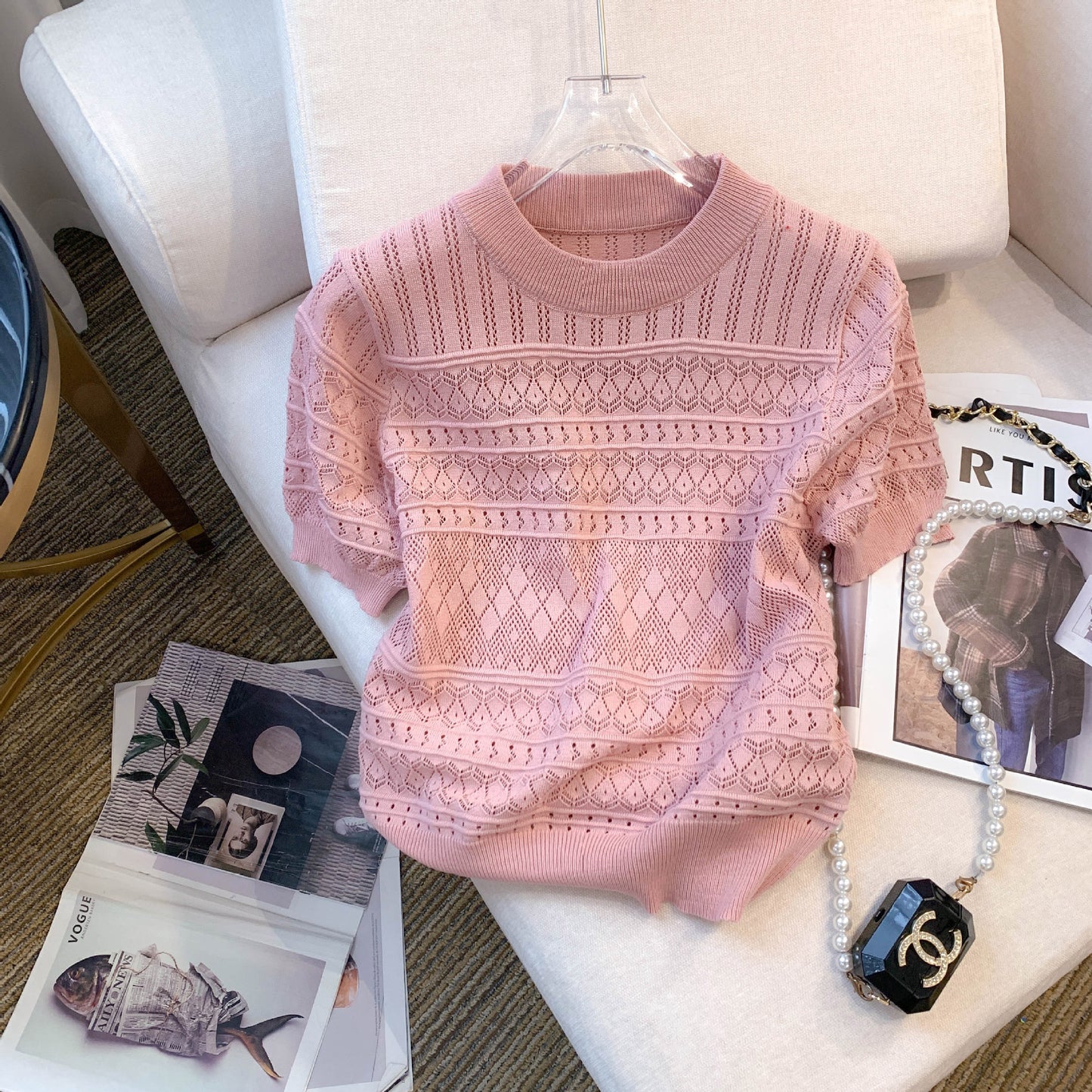 Design Sense Hollow-out Elegant Short Knitwear