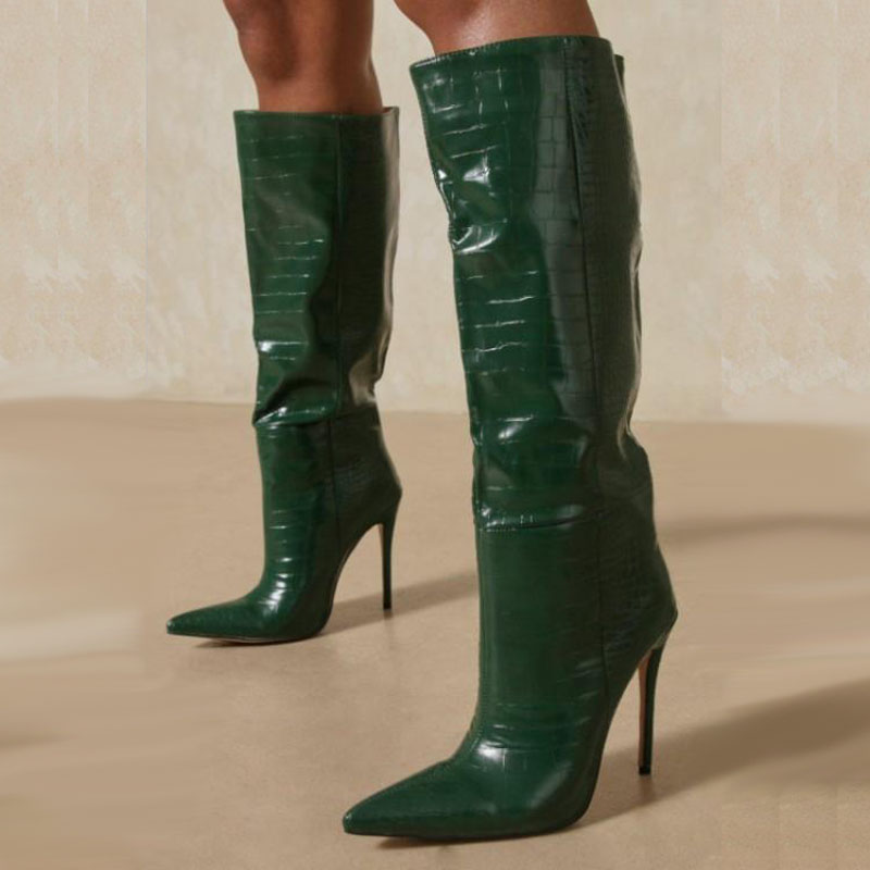 European And American Women's Pointed Toe Plus Size Stiletto Boots