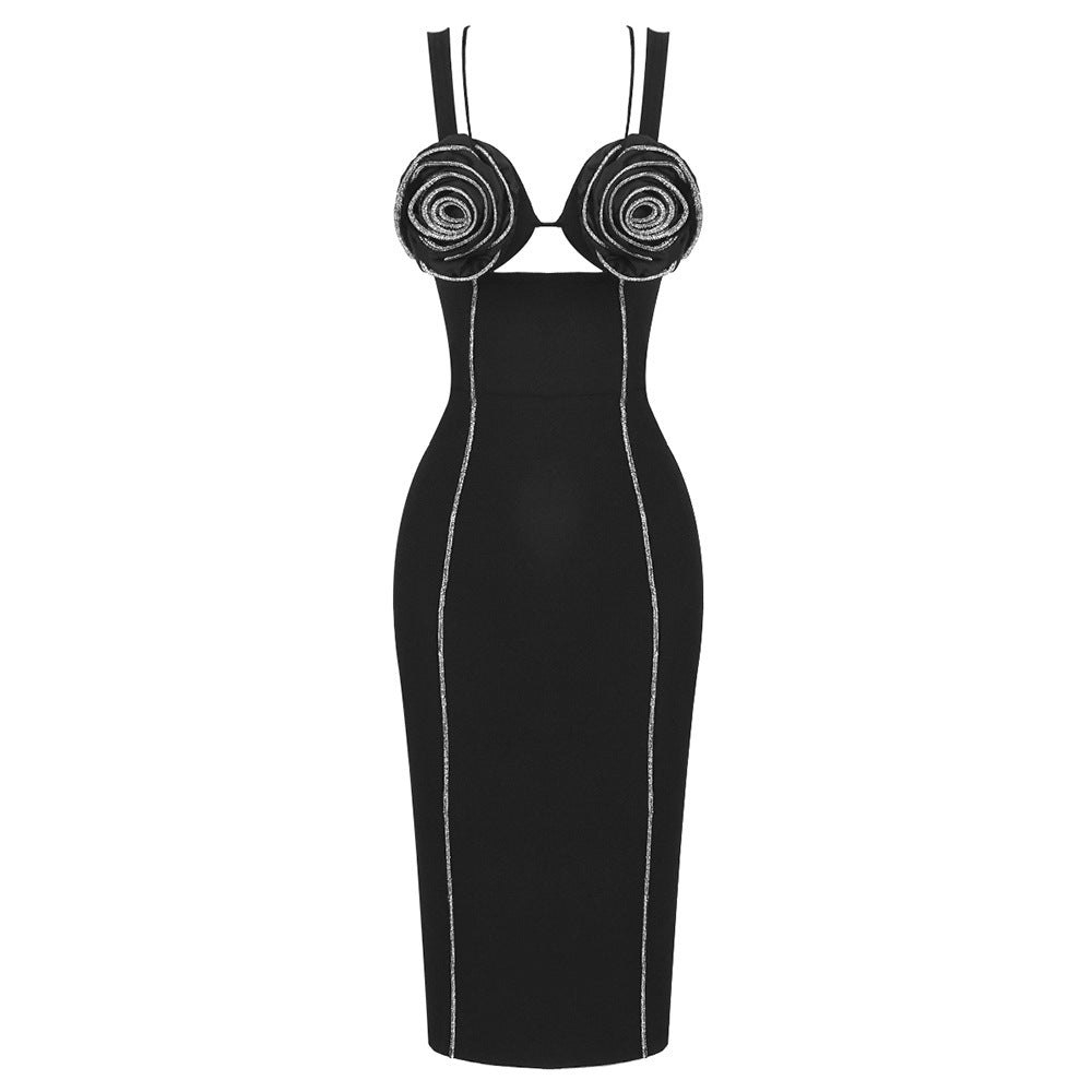 Bow Suspenders Bandage Flower Dress