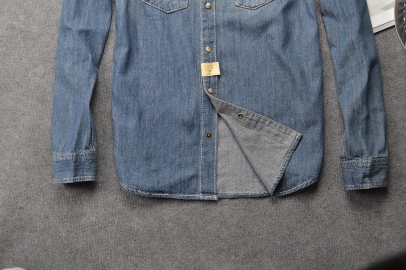 Vasket Gammeldags Tykt Slimfit Denimskjorte