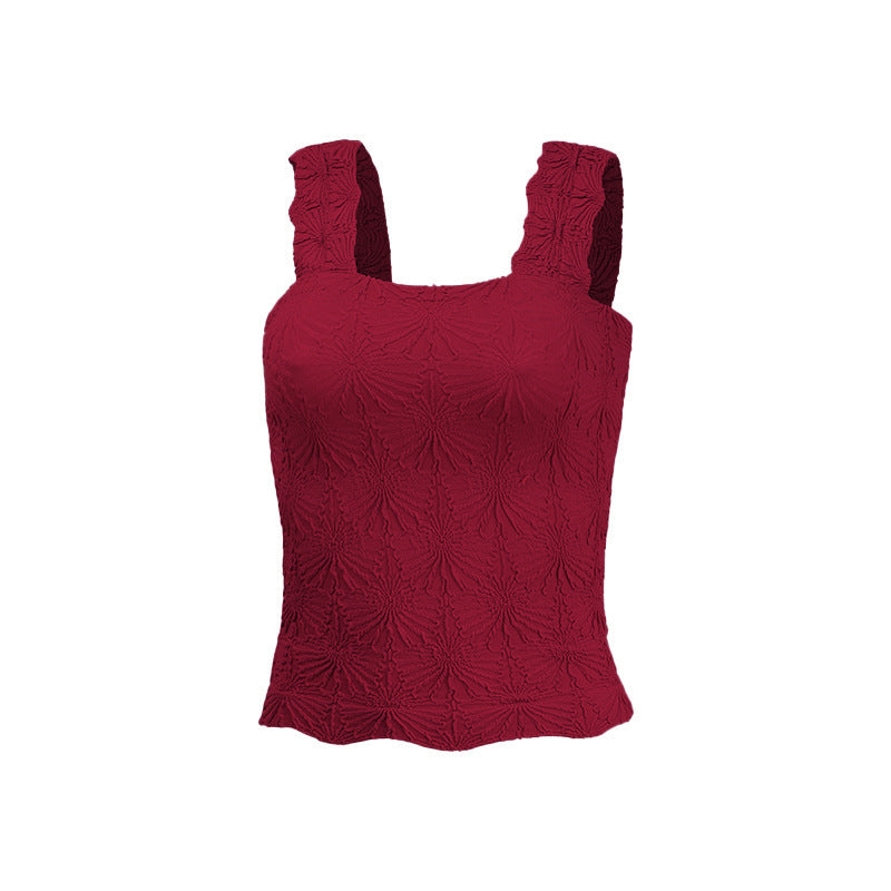 Women's Pleated Figure-flattering Square-neck Camisole