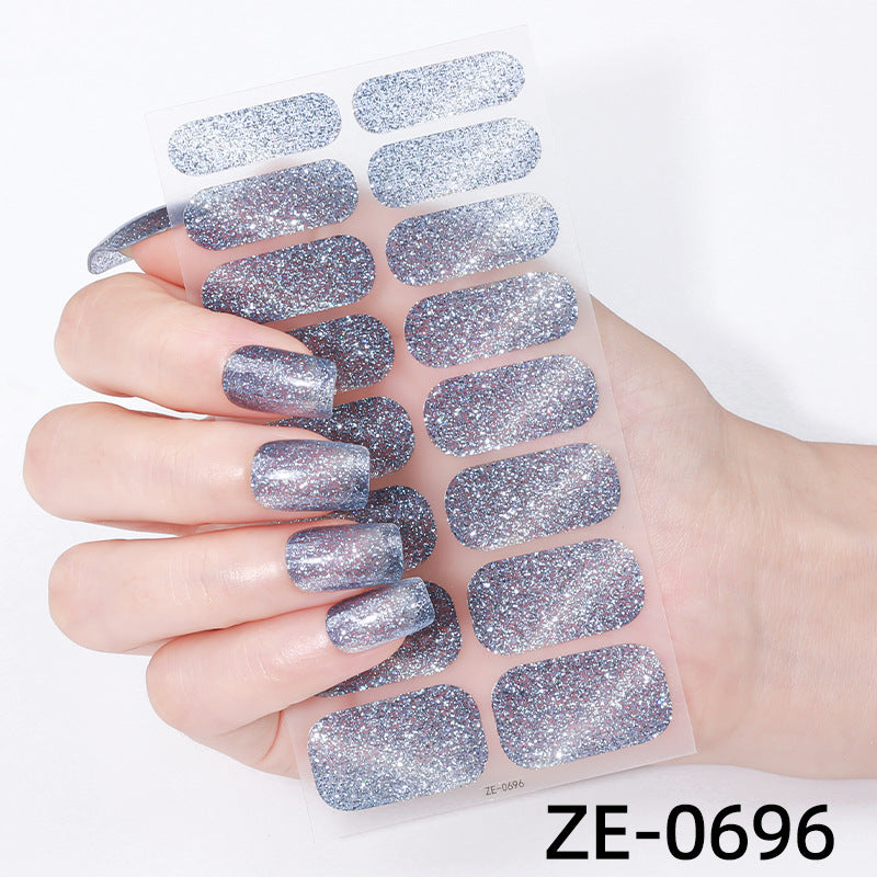 New Onion Powder Cat Eye Nail Applique 16 Finger Nail Sticker