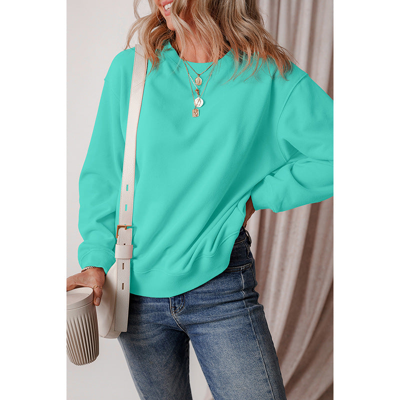 New Pure Color Minimal Versatile Pullover Sweater For Women