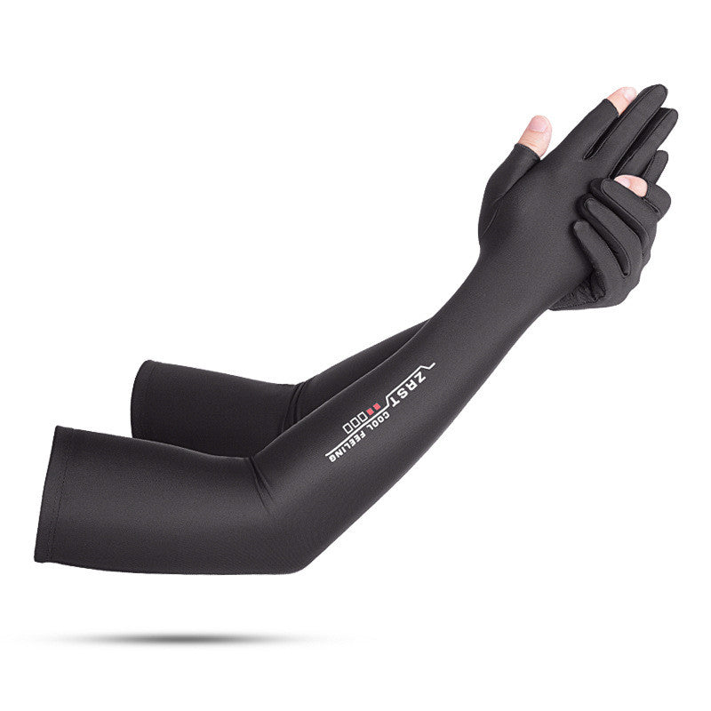 Sunscreen Gloves Arm Protection Summer Ice Silk Sleeve Driving Anti Slip Meituan Rider Half Finger Long Gloves