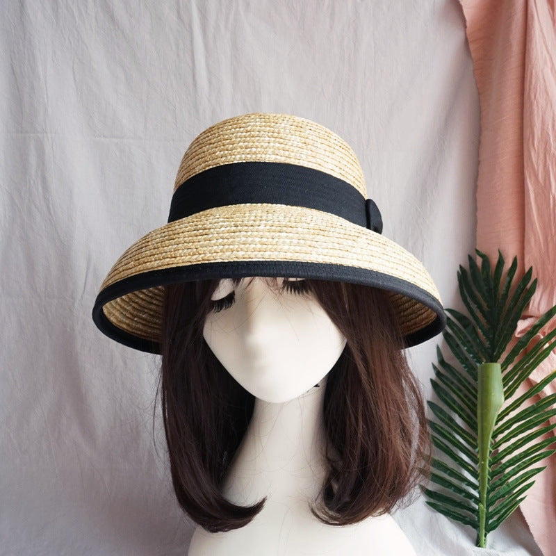 French Women's Vintage Straw Bell Beach Straw Hat