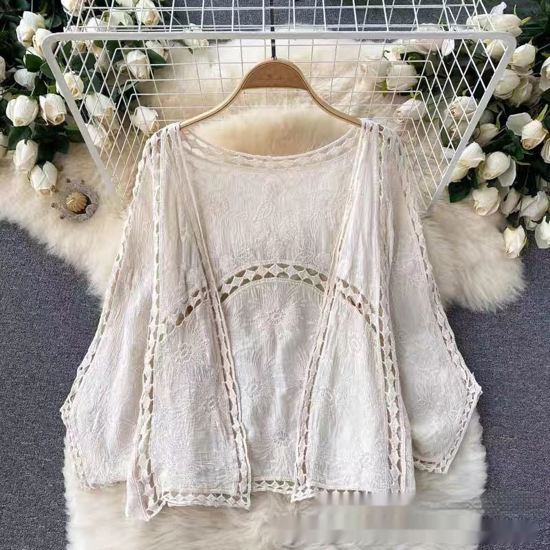 Beach Vacation Hollow-Out Crochet Blouse Top