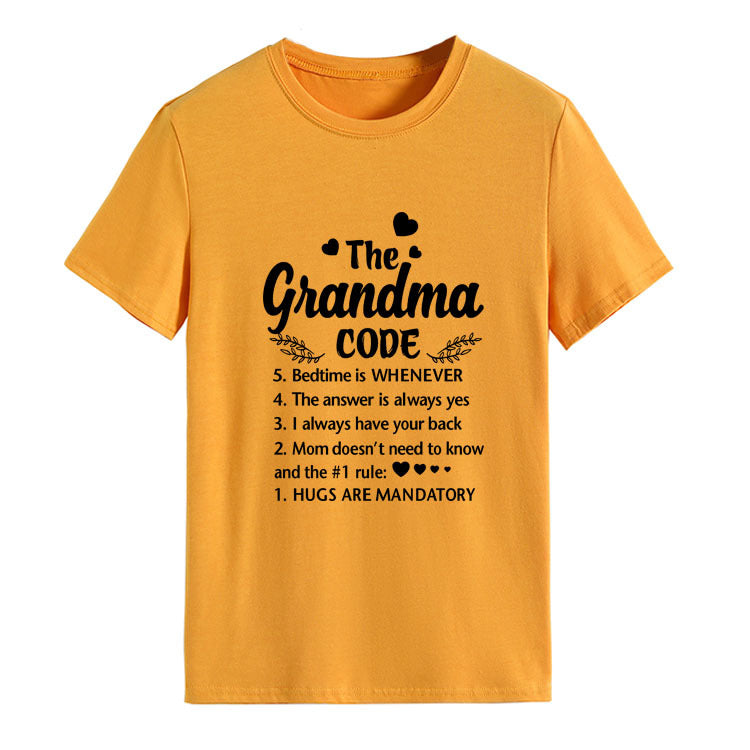 The Grandma Code Round Neck Letter Print Short Sleeves