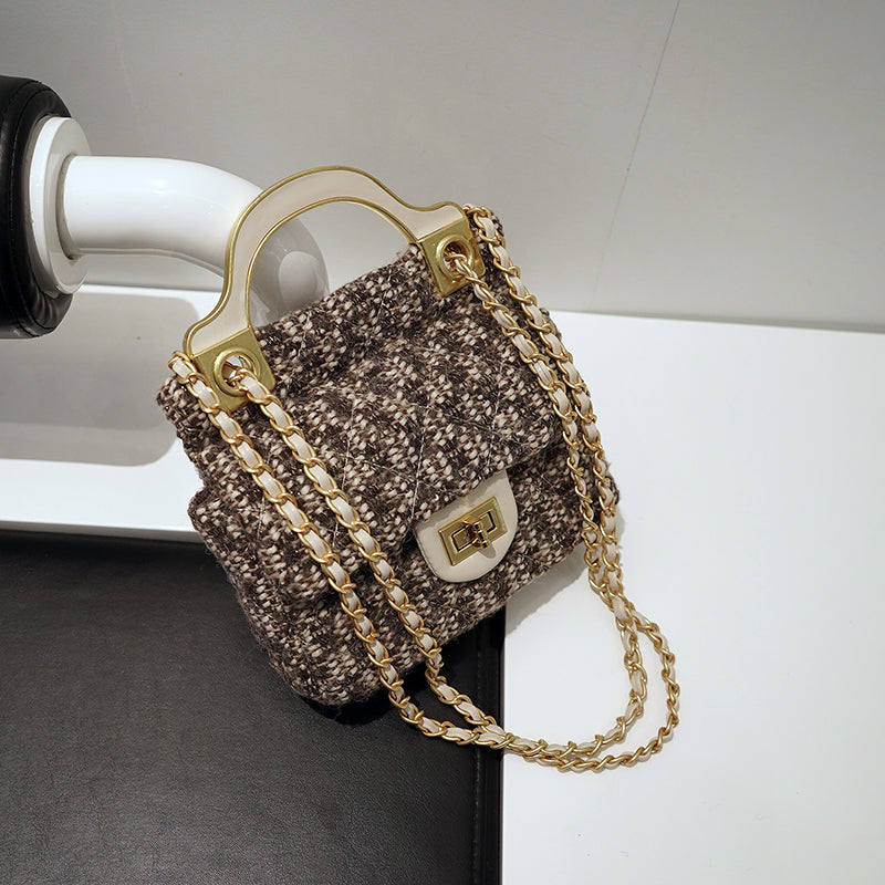 Checkerboard Plush Diagonal Chain Bag Girl