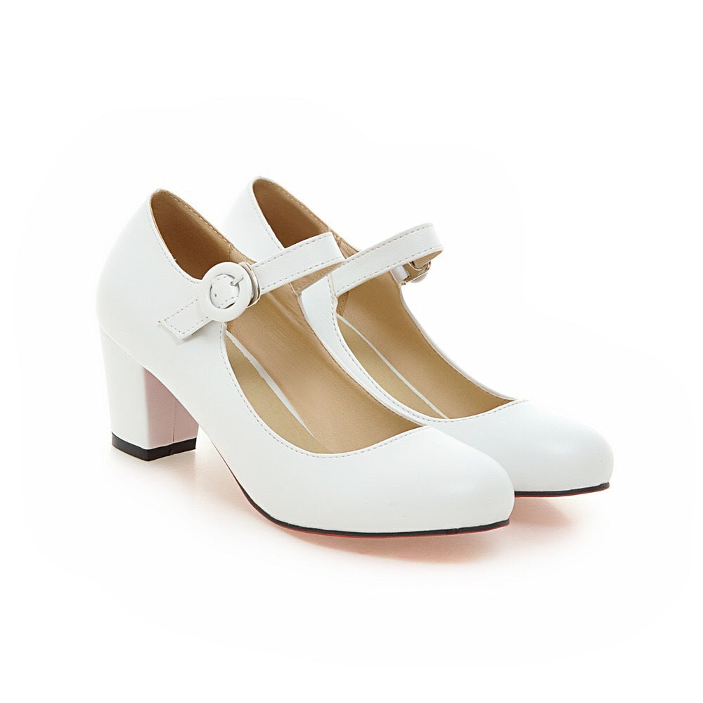 Buckle High Heels Round Head Leisure Low-top Shoes