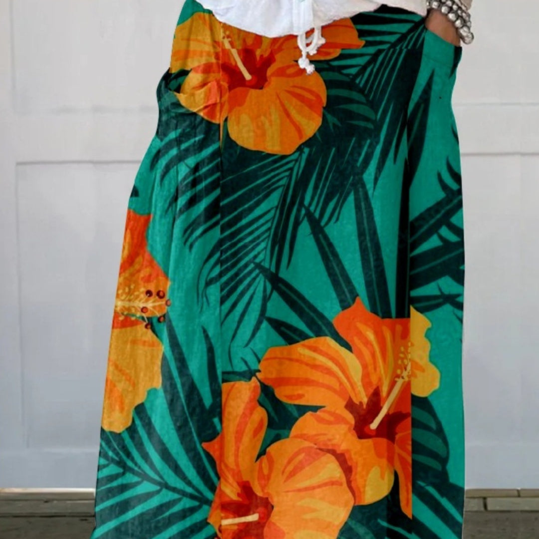 New Floral Pattern 3D Printed Skirt With Pockets