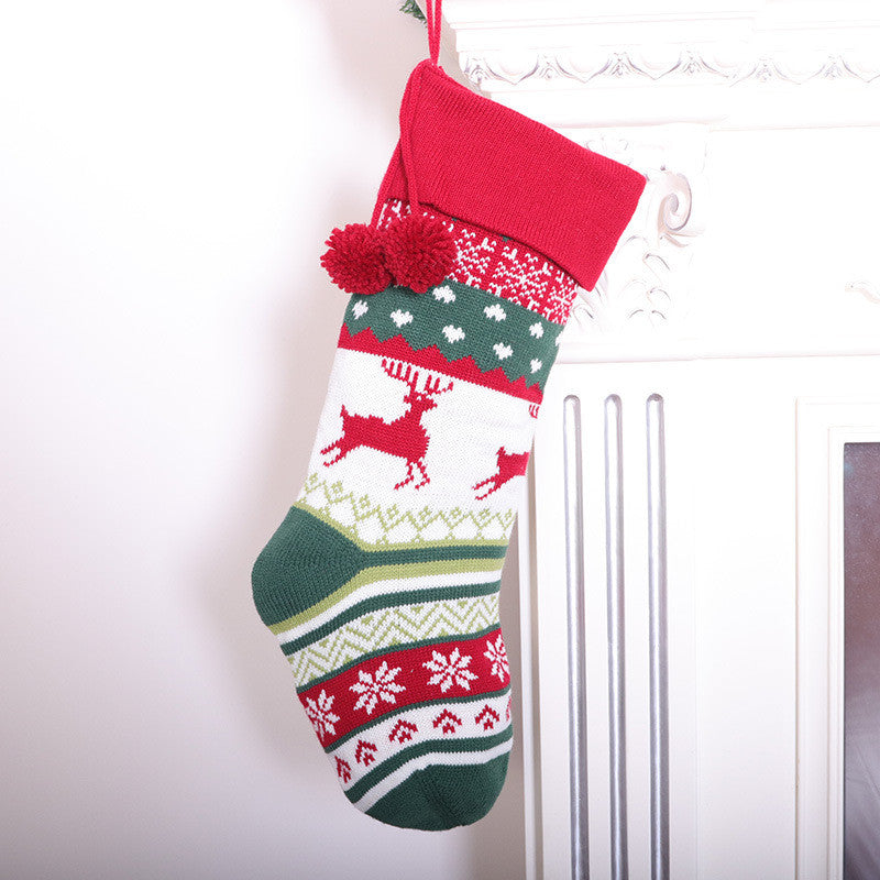 Christmas Decoration Knitted Christmas Stocking Candy Bag