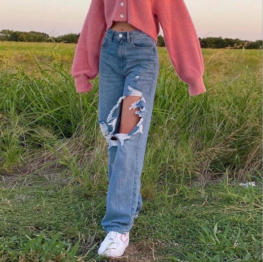 High-rise Loose-fitting Wide-leg Women's Jeans