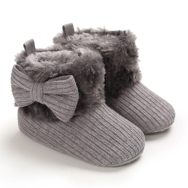 Years Old Men And Women Baby Snow Boots Bow Knitted Babies' Shoes
