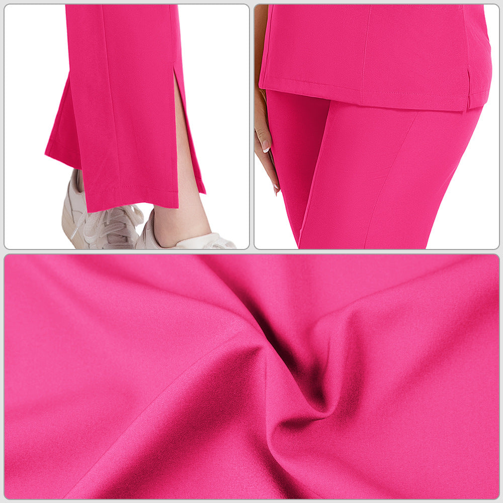 Solid-color Scrub Suit For Women