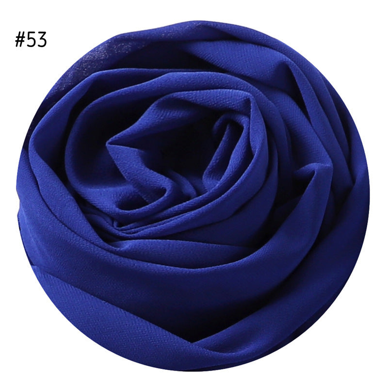 Women's Simple And Versatile Solid Color Pearl Chiffon Scarf