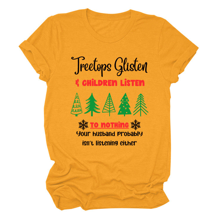Christmas Print Casual Short Sleeve T-Shirt