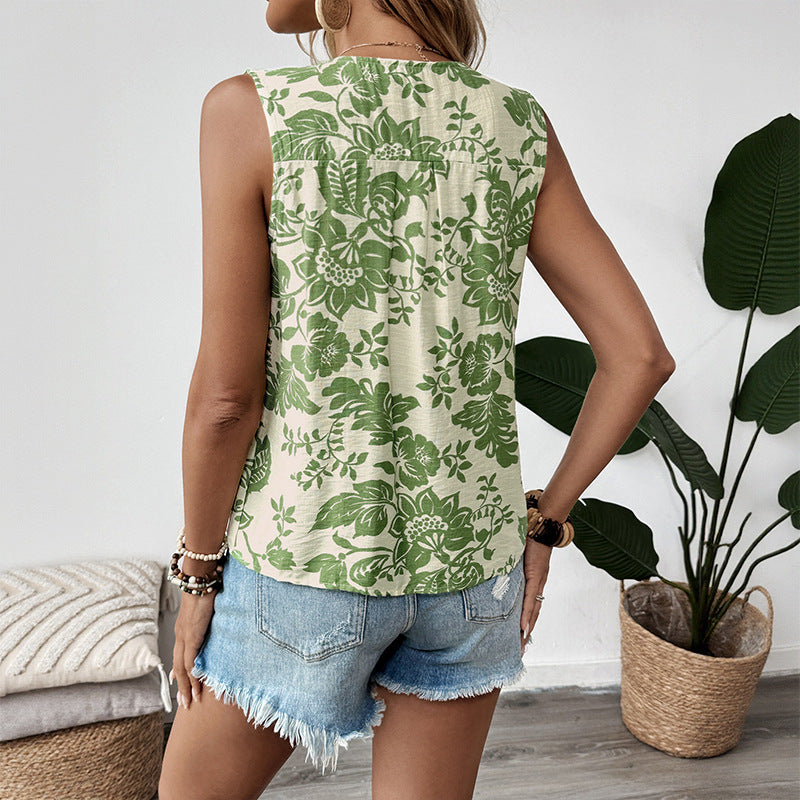 Temperament Top Pleated Tie Women's Sleeveless Shirt