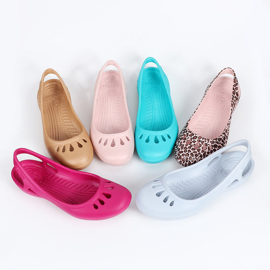 Summer Sandals Women's Flat Heel Hole Shoes Lightweight Non-slip