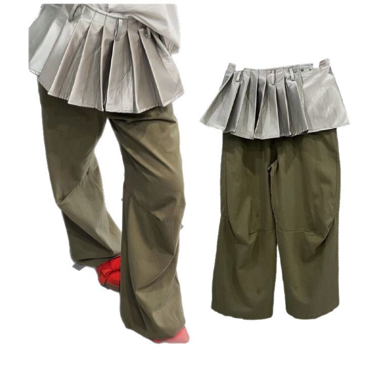 Amerikansk High Street Hot Girl Workwear Paraplybukser Løse Vide Ben
