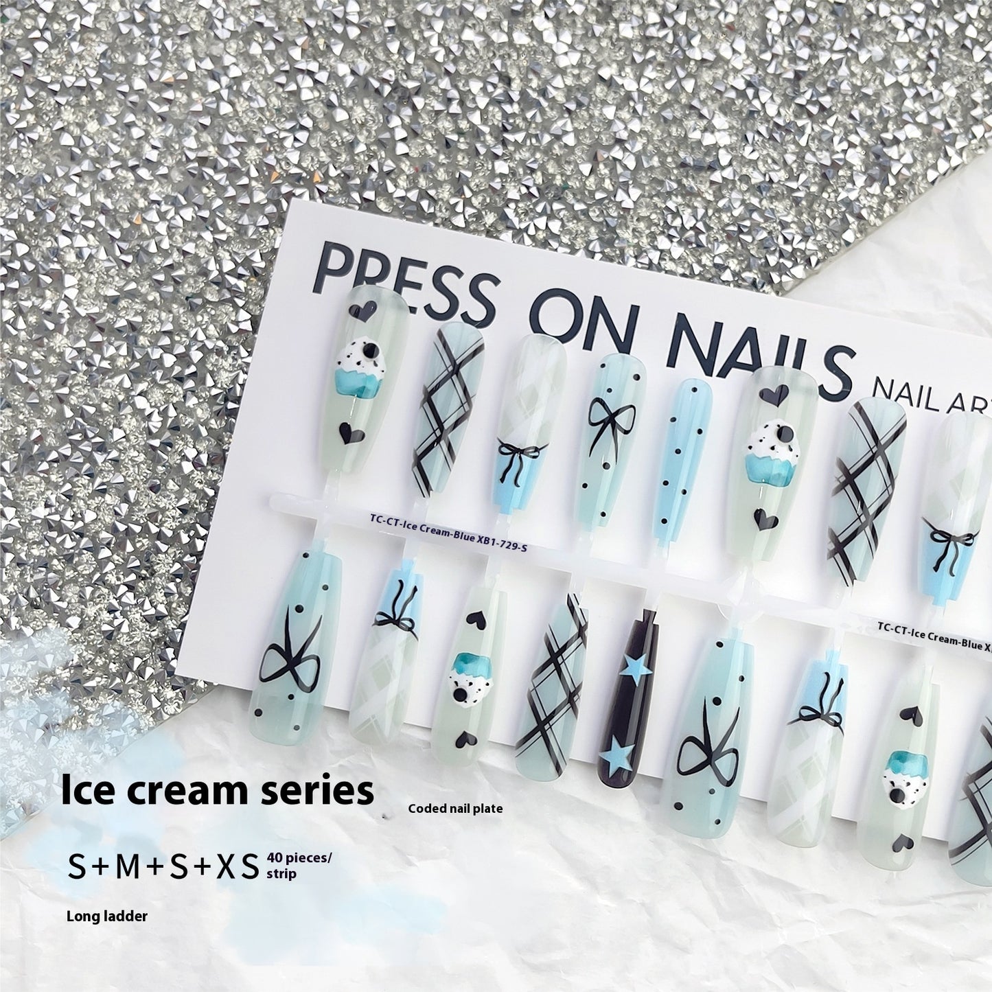 Summer Sweet Cool Ins Style Ice Cream French Glossy Sealing Layer Nail Sticker