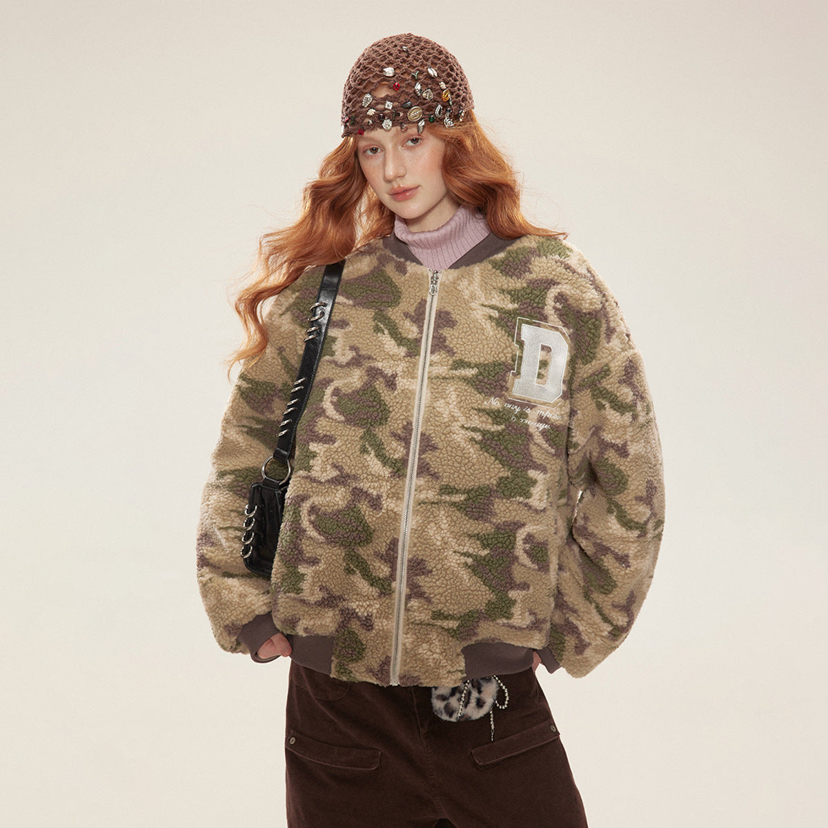 Lambskin Cotton-padded Camouflage Baseball Uniform