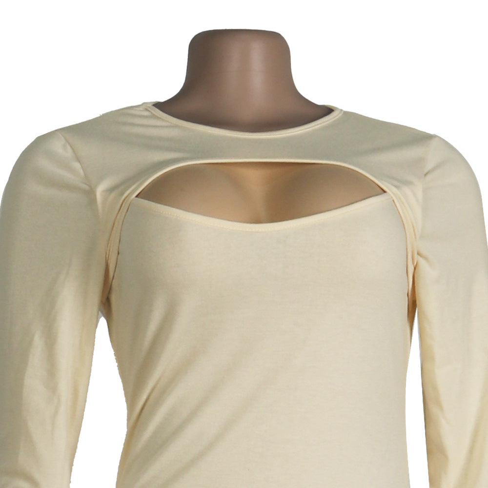 European And American Long Sleeve Perspective Slim Fit Dress Nightclub