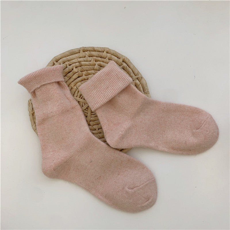 Japanese Winter Solid Color Thickened Warm Rabbit Wool Socks