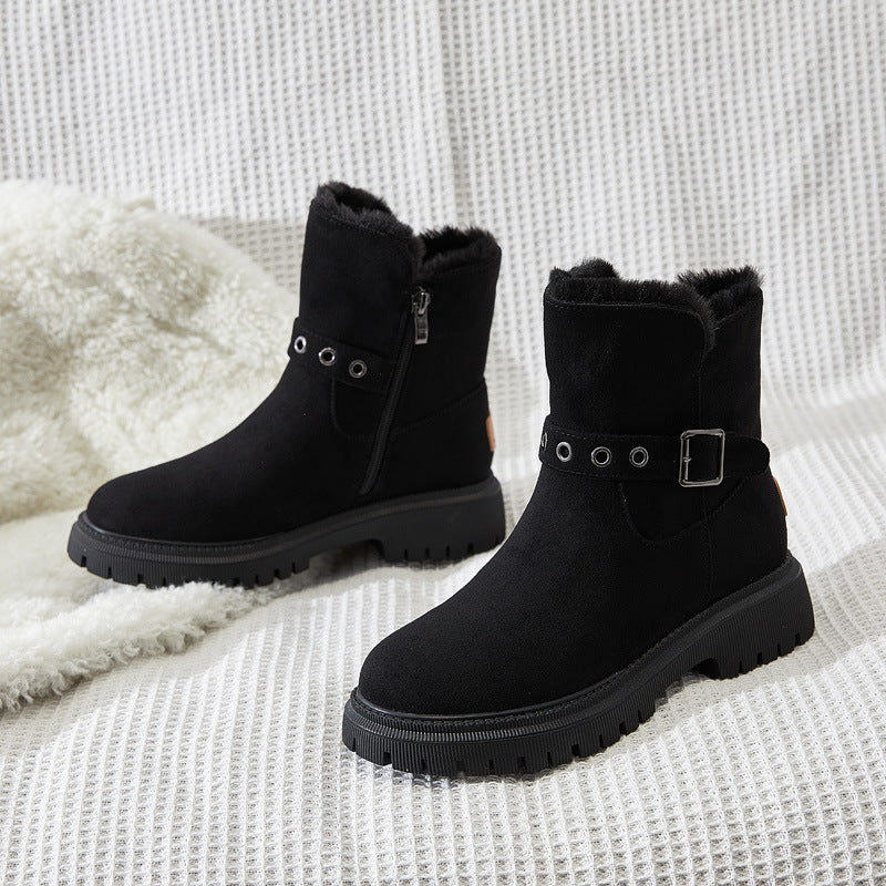 Snow Boots Women's Shoes Fur One In  Winter Leather Cotton
