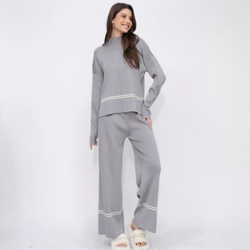 Fashionable And Versatile Autumn And Winter Knitted Two-piece Set
