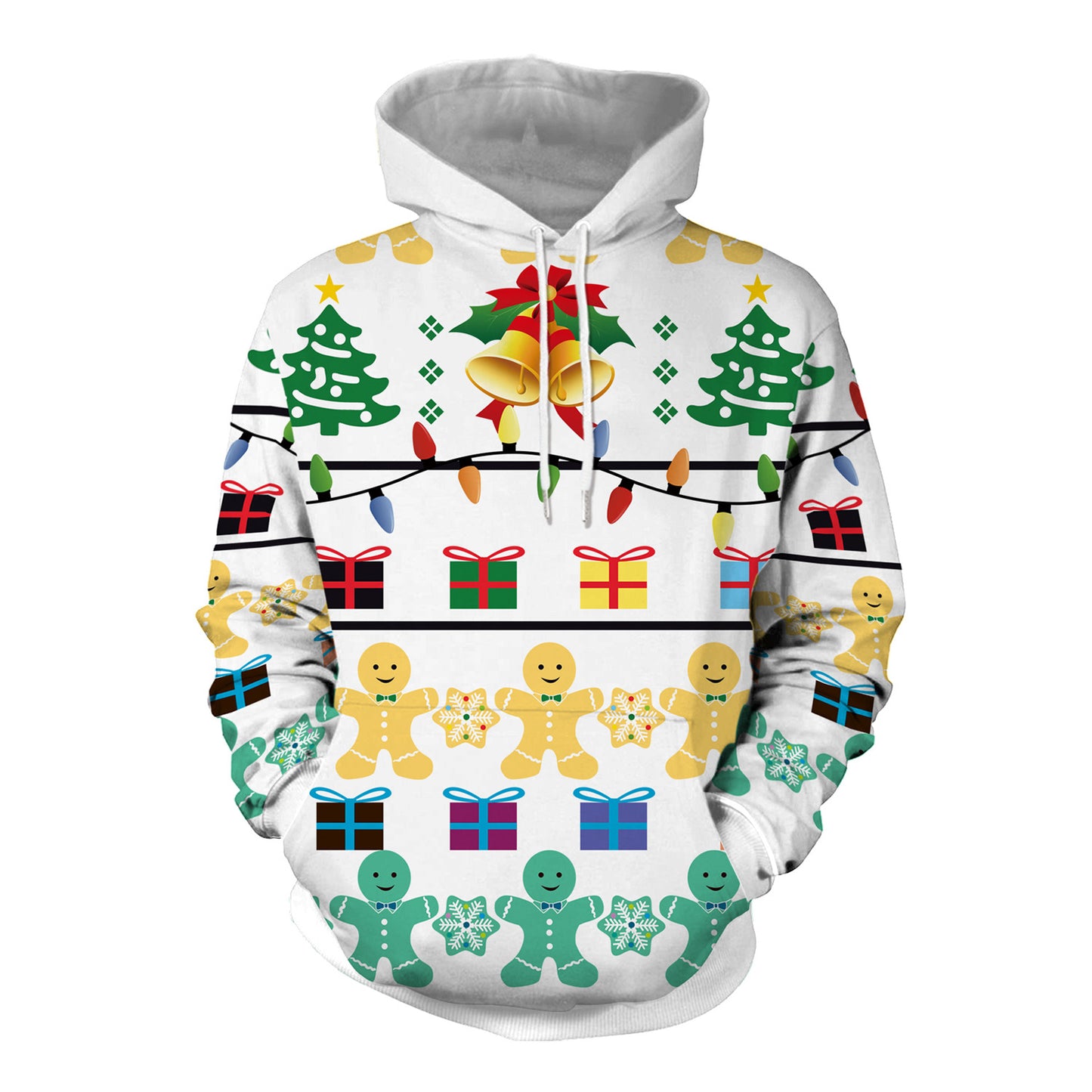 Dame jule løs alsidig hætte sweatshirt med kreativt digitalprint