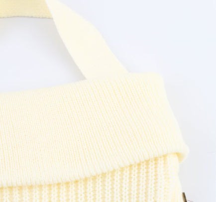 Solid Color Summer Backless Hanging Collar Knitted Sling Top