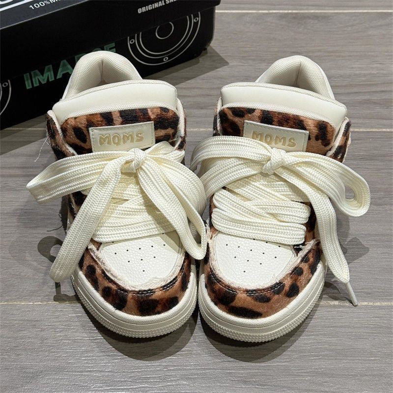 New Female Dopamine Leopard Print Casual Bread Shoes