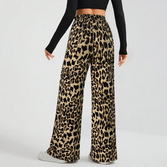 Women's Retro Stylish Leopard Print Wide-leg Pants
