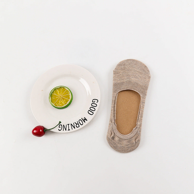 Female Shallow Mouth Invisible 10 Colors Cotton Silicone Socks