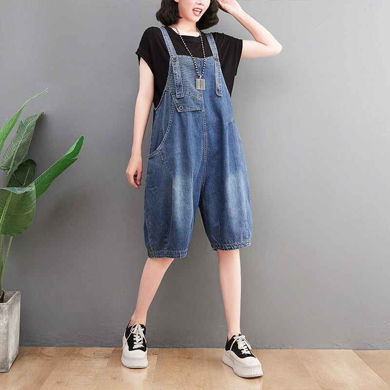 Overalls Harem Pants Casual Loose Striped Contrast Color