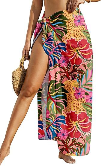 Women's Sheer Sarong High-Slit One-Size Swimsuit Cover-Up
