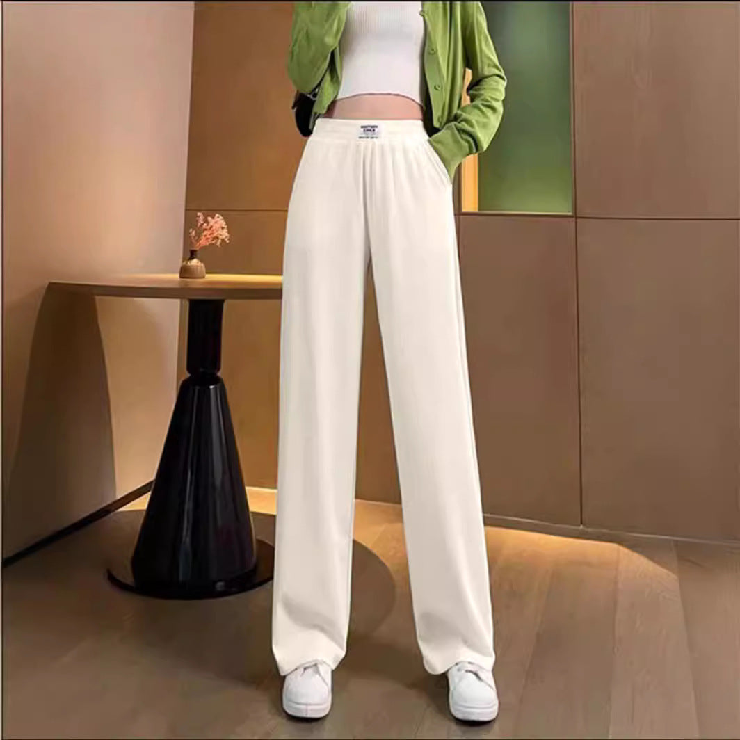 SpringSummer High Waist Drooping Ice Silk Thin Pants