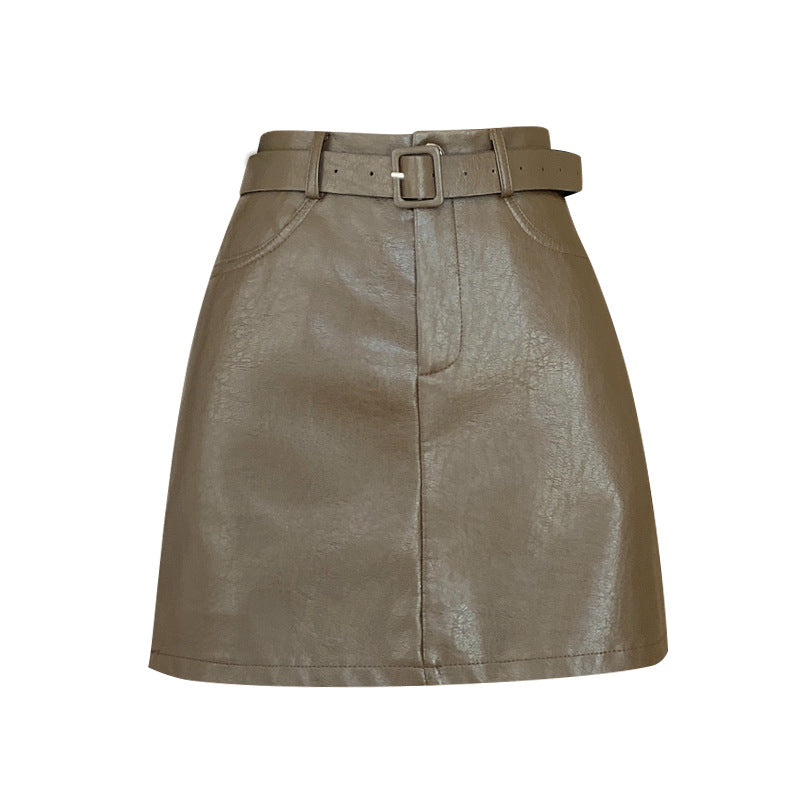 Hot Girl A- Line Leather Skirt