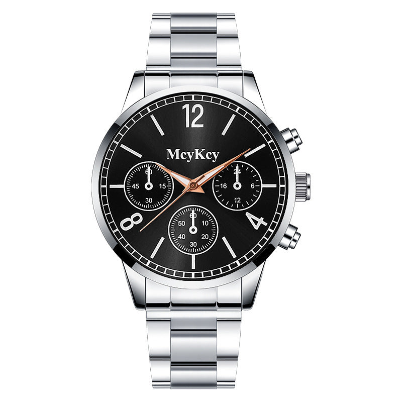Fake Three-eye Men's Steel Belt Business Casual Quartz Watch