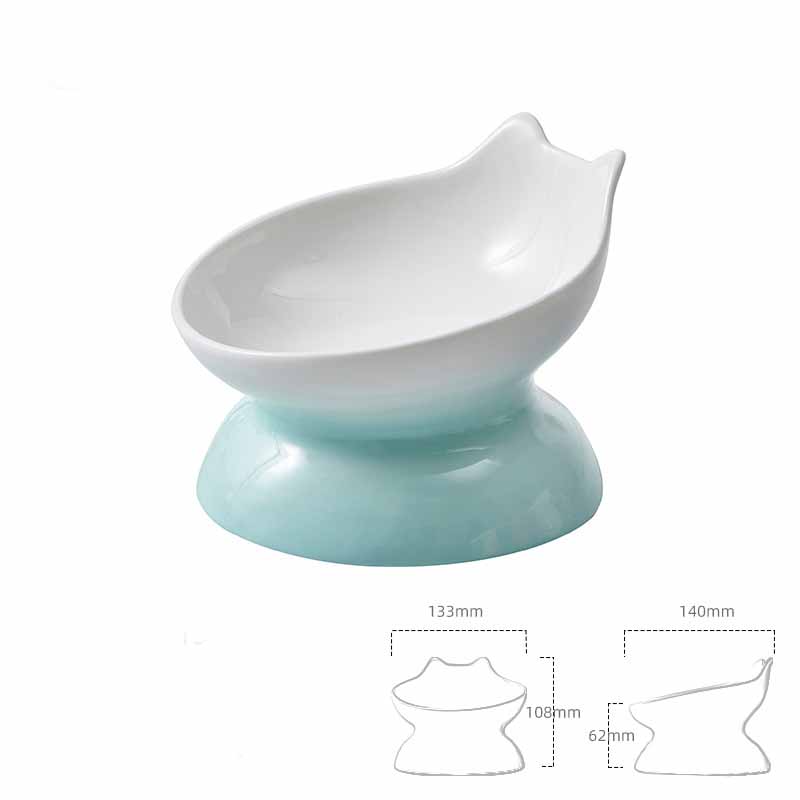 Ceramic Oblique Mouth High-foot Cat Pet Bowl