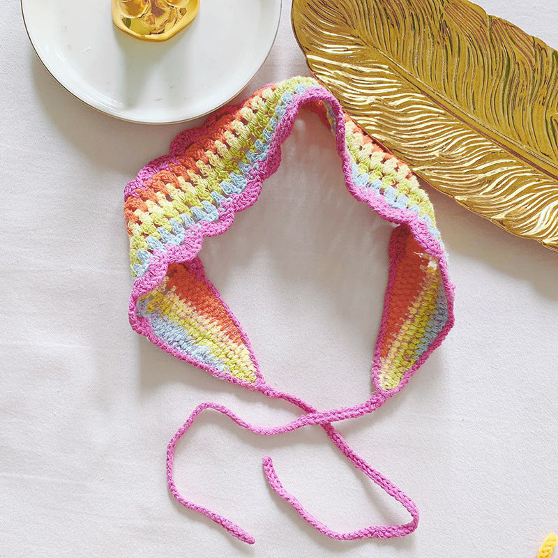 Women Woolen Yarn Handmade Hollow Headband Sports Headband