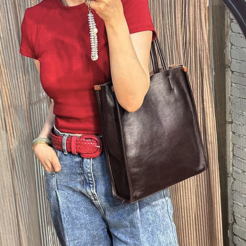 Large Capacity Totes Genuine Leather City Commuter Shoulder Bag