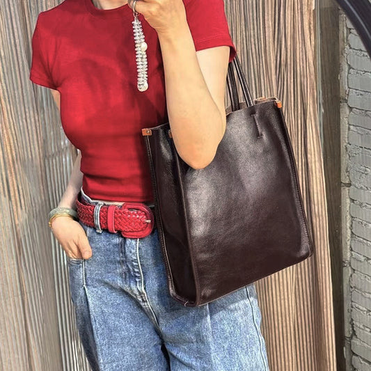 Large Capacity Totes Genuine Leather City Commuter Shoulder Bag