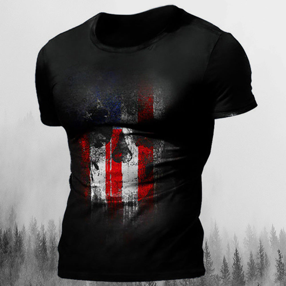Printed Men's T Shirt Vintage Horror Skull Top