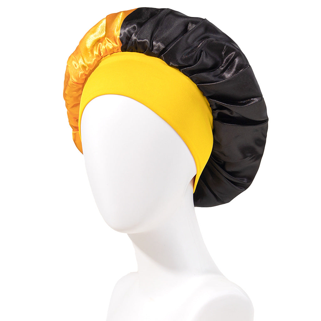 Stitching No Plus-sized Elastic Wide-brimmed Single-layer Color Hair Care Nightcap