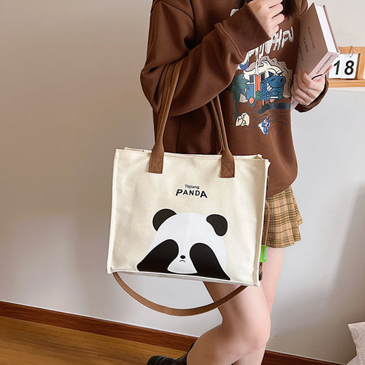 Leisure Commuter Cute Panda Student Handheld Book Bag